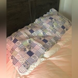 Quilted Patchwork Decorative 100% Cotton Pillow Shams- Blue, Green, Pink
